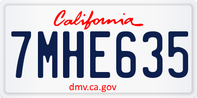 CA license plate 7MHE635