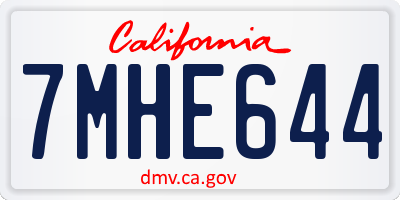 CA license plate 7MHE644