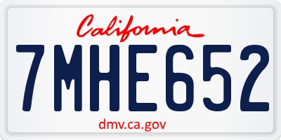 CA license plate 7MHE652