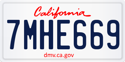 CA license plate 7MHE669