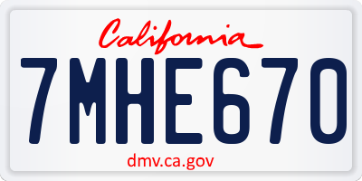 CA license plate 7MHE670