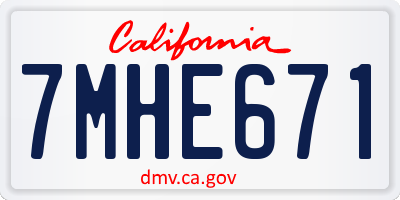 CA license plate 7MHE671