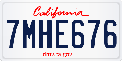 CA license plate 7MHE676