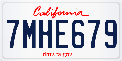 CA license plate 7MHE679