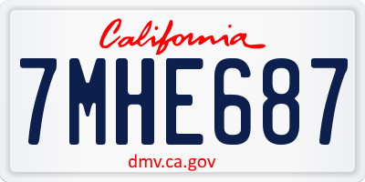 CA license plate 7MHE687