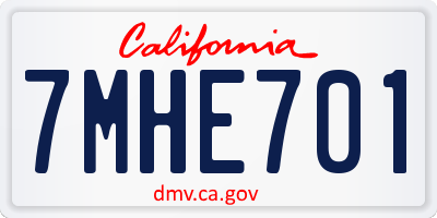 CA license plate 7MHE701