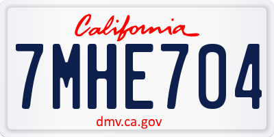 CA license plate 7MHE704