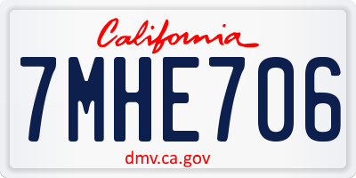 CA license plate 7MHE706