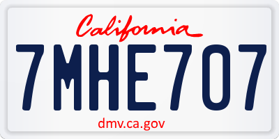 CA license plate 7MHE707