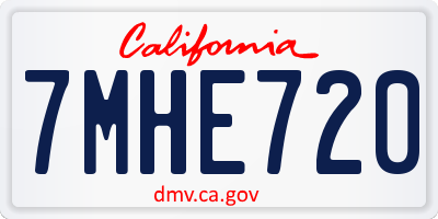 CA license plate 7MHE720