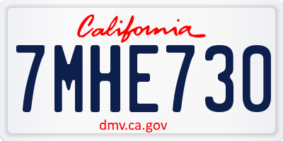CA license plate 7MHE730