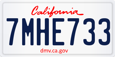 CA license plate 7MHE733
