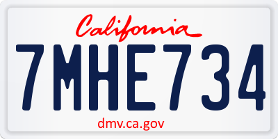 CA license plate 7MHE734