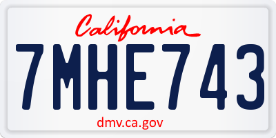 CA license plate 7MHE743