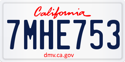 CA license plate 7MHE753