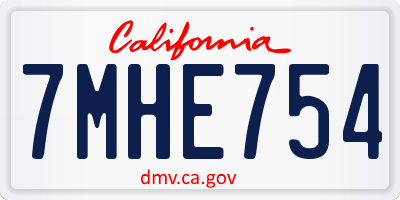 CA license plate 7MHE754