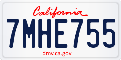 CA license plate 7MHE755