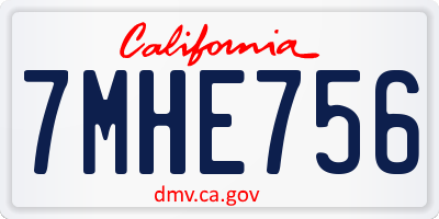 CA license plate 7MHE756