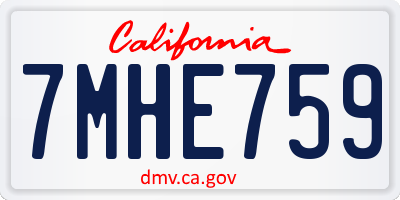 CA license plate 7MHE759