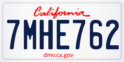 CA license plate 7MHE762