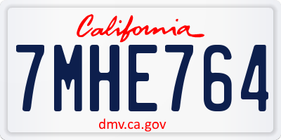 CA license plate 7MHE764
