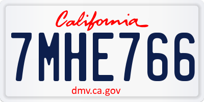 CA license plate 7MHE766