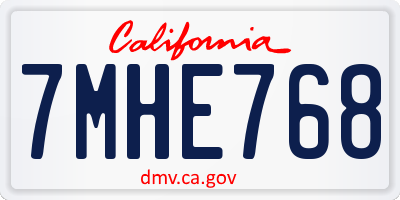 CA license plate 7MHE768