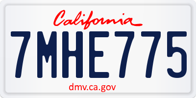 CA license plate 7MHE775