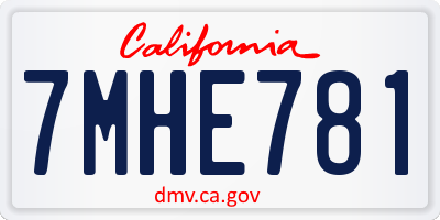 CA license plate 7MHE781