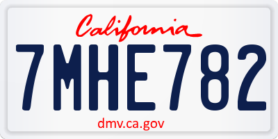 CA license plate 7MHE782
