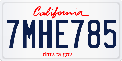 CA license plate 7MHE785
