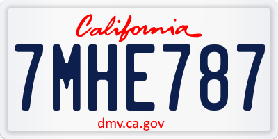 CA license plate 7MHE787
