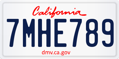 CA license plate 7MHE789
