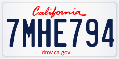CA license plate 7MHE794
