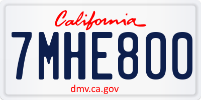 CA license plate 7MHE800