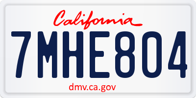 CA license plate 7MHE804