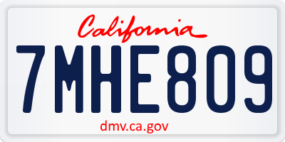 CA license plate 7MHE809