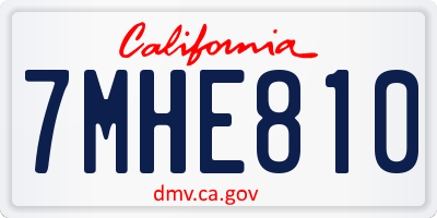 CA license plate 7MHE810