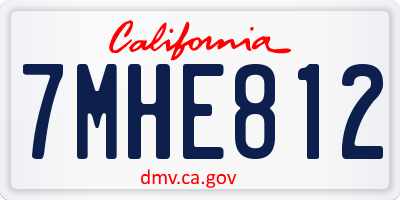 CA license plate 7MHE812