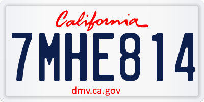 CA license plate 7MHE814