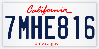 CA license plate 7MHE816