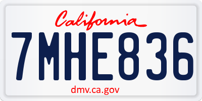 CA license plate 7MHE836