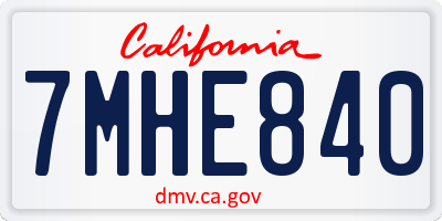 CA license plate 7MHE840