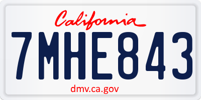CA license plate 7MHE843