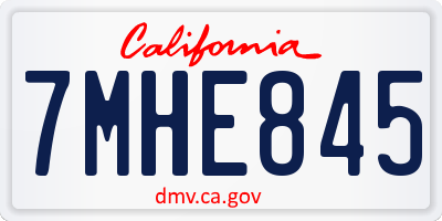 CA license plate 7MHE845