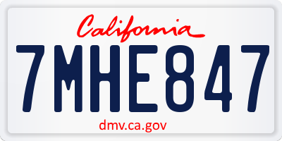 CA license plate 7MHE847