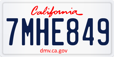 CA license plate 7MHE849