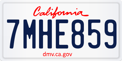CA license plate 7MHE859