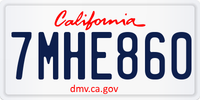 CA license plate 7MHE860