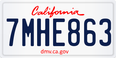 CA license plate 7MHE863